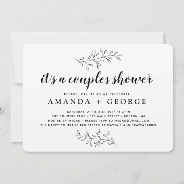 Couple invitation carte kraft rustique (Devant)