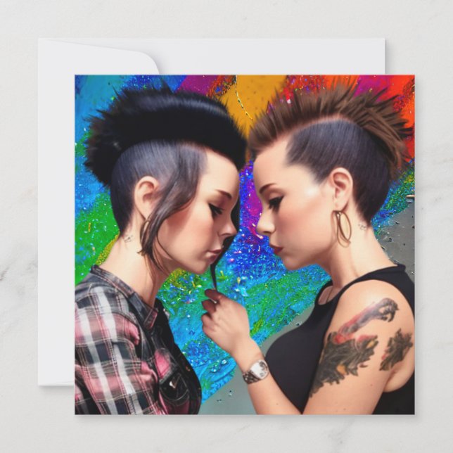 Couple Lesbian Couple Rainbow Art (Devant)