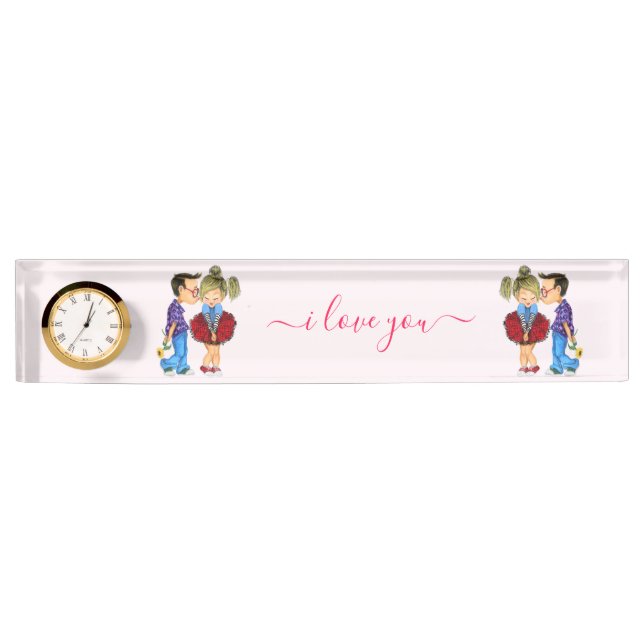 Couple Love Desk Nom Plaque Cadeau (Devant)