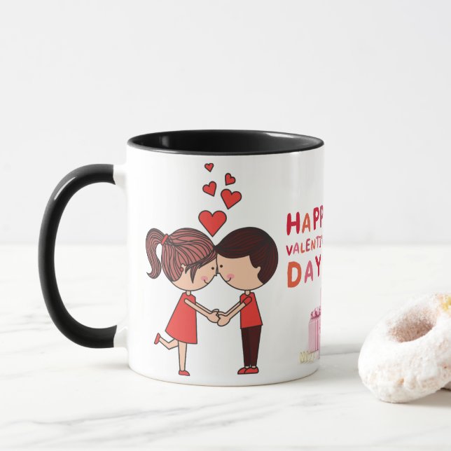 Couple mug, coffee mug for Valentine's Day gift (Avec donut)