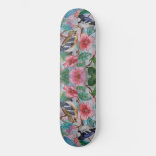 Couple Oiseaux Fleurs Skateboard - Peinture