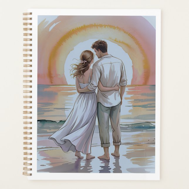 Couple on the beach at sunset (Devant)