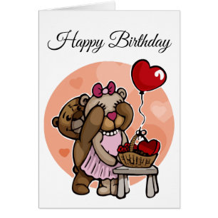 Couple Ours Cute Avec Ballotte Carte Anniversaire