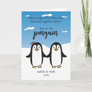 Couple Penguins, Carte Saint Valentin personnalisé