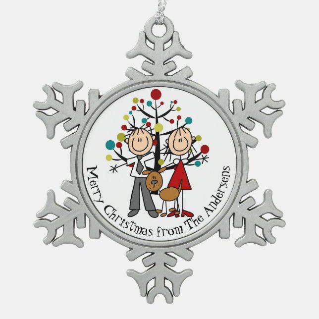 Couple Personnalisé Avec Ornement De Flocon De Nei (Devant)
