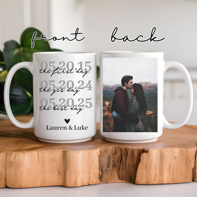 Couple photo & Date Mug personnalisé des jeunes ma (custom wedding photo mug, wedding date mug, personalized couple mug, newlyweds gift, engagement gift)