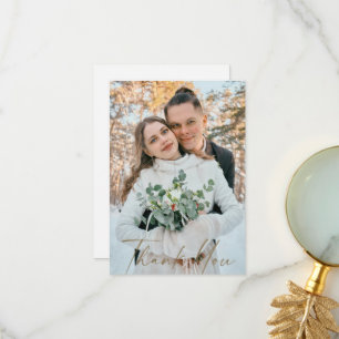 Couple Photo Mariage hiver Merci blanc