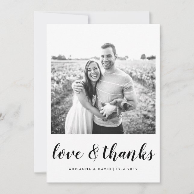 Couple Photo Mariage Love Et Merci Script (Devant)