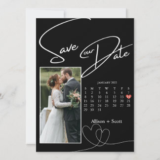 Couple Photo Modern Script Calendrier Enregistrer