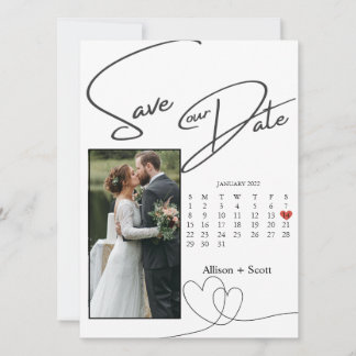 Couple Photo Modern Script Calendrier Enregistrer