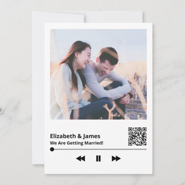 Couple Photo QR Code Faire-part de mariage unique (Devant)