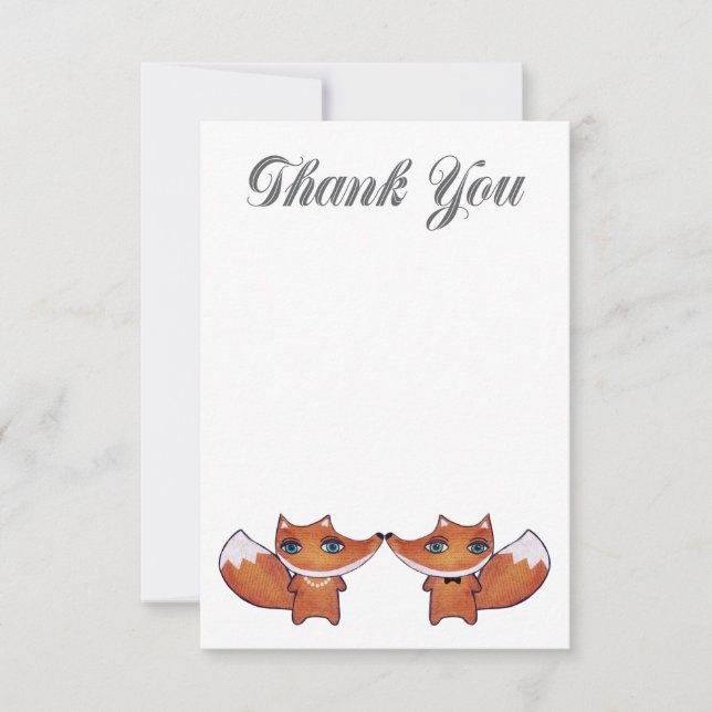 Couple Red Fox de Woodland Merci Cartes de notes (Devant)