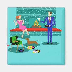 Couple rétro avec aimant pour chien