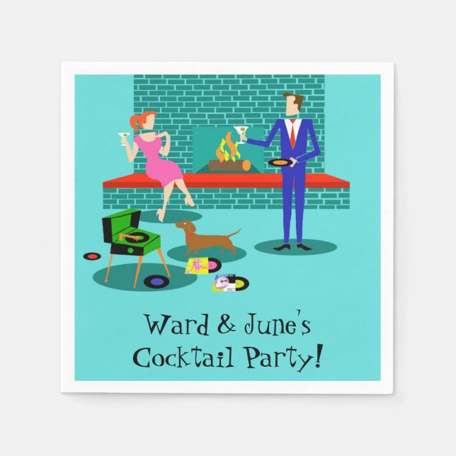 Couple rétro avec serviettes en papier de chien (Devant)