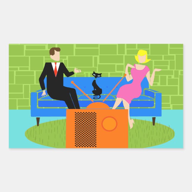 Couple rétro avec Stickers chat (Devant)