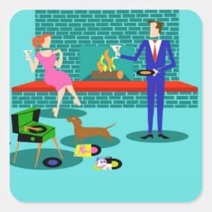 Couple rétro avec Stickers Chien