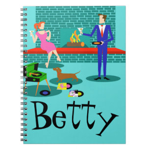 Couple rétro personnalisable avec Carnet de chien