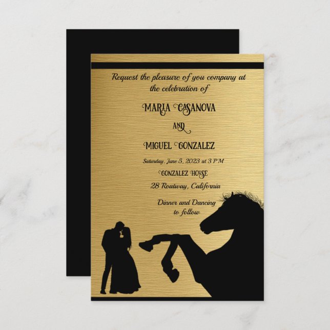 couple romantique et cheval noir L'amour est dans  (Devant / Derrière)