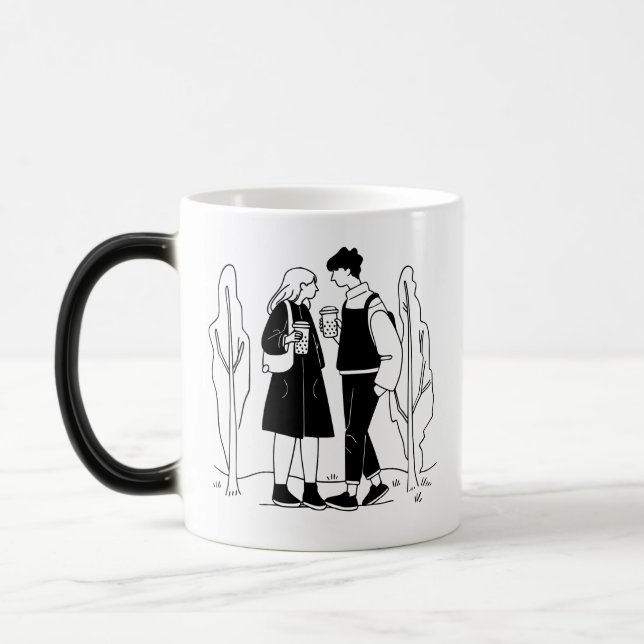 Couple romantique Illustration Mug Minimaliste Bla (Gauche)