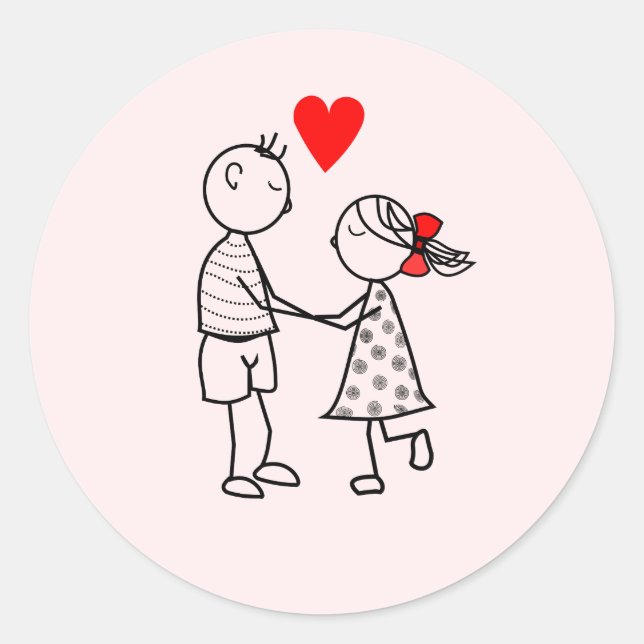 Couple romantique mignon en Stickers Amour (Devant)