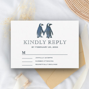 Couple romantique mignonne Penguin RSVP