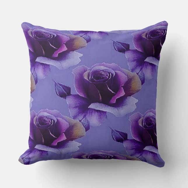 Couple Rose Floral Motif Jeter Oreiller (Recto)