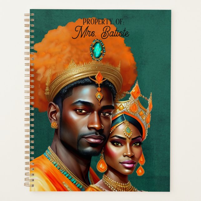 Couple Royal Roi Reine Orange Or Sarcelle  (Devant)