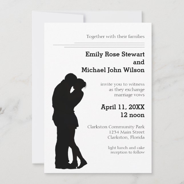 Couple Silhouette moderne - Faire-part de mariage (Devant)