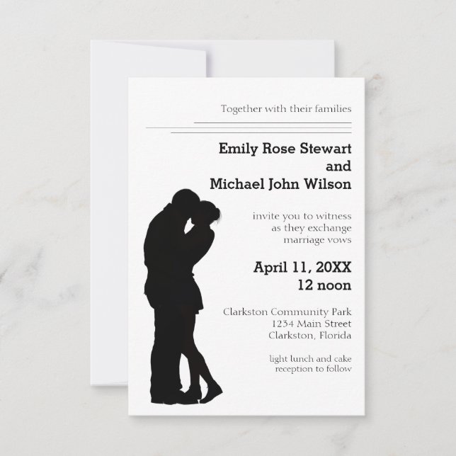 Couple Silhouette Moderne - Faire-Part de Mariage  (Devant)