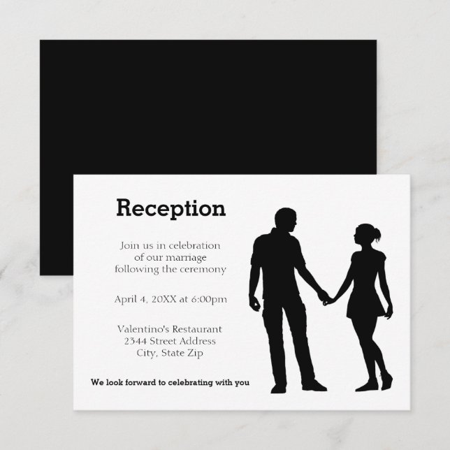 Couple Silhouette Moderne - Invitation de Réceptio (Devant / Derrière)