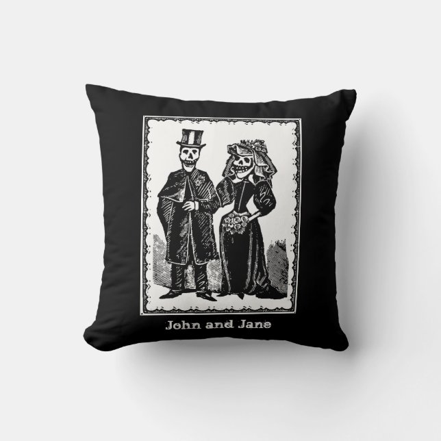 Couple squelette - Oreiller #2 (Personnaliser) (Recto)
