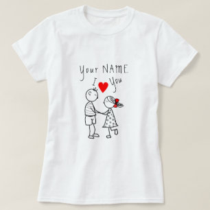 Couple T-Shirt Nom personnalisé avec texte - Je t'