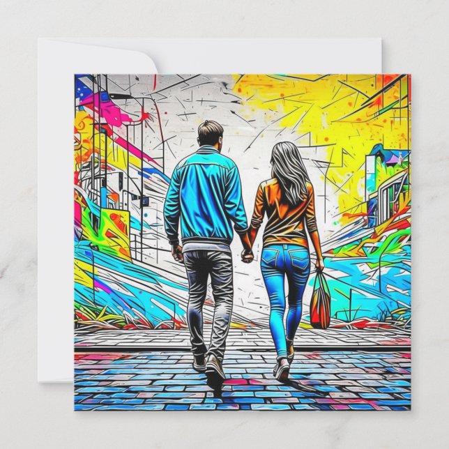 Couple tenant les mains Urban Graffiti Art (Devant)