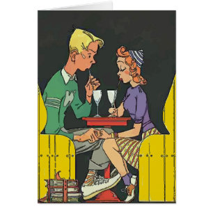 Couple vintage avec soda