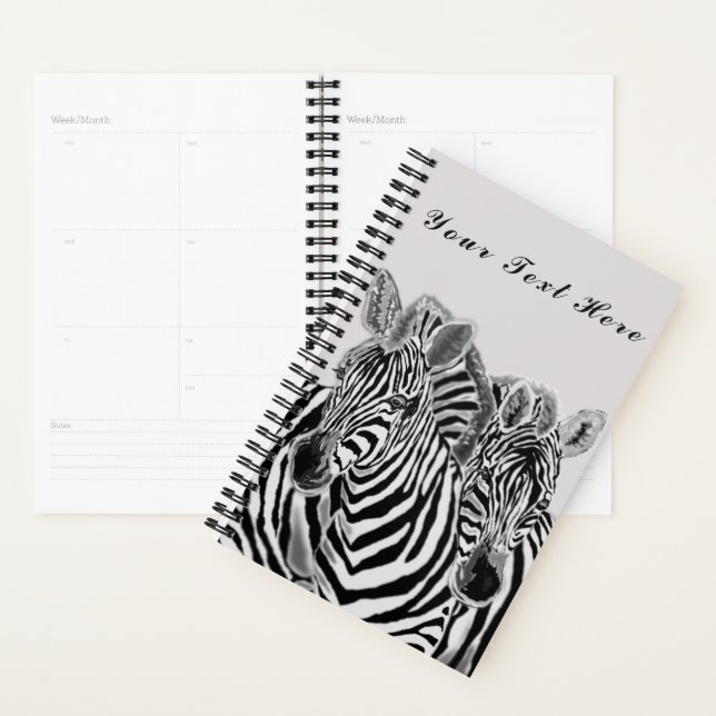 Couple Zebra Planner avec texte personnalisé (Devant avec enveloppe)