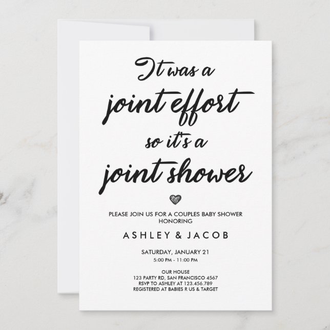 Couples Baby shower invitation Coed Douche Joint (Devant)