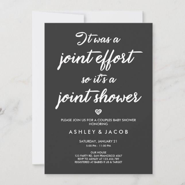 Couples Baby shower invitation Coed Douche Joint (Devant)