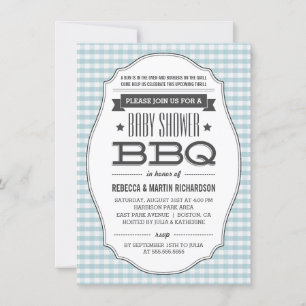 Couples BBQ Garçon Bébé Douche Invitations