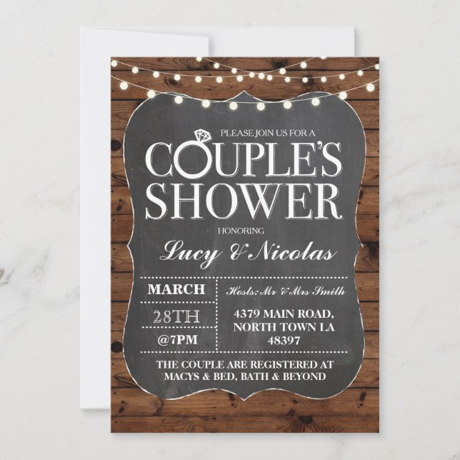 Couples Chalk Chalk Éclairage Invitation (Devant)