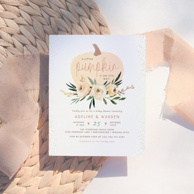 Couples Citrouilles roses Baby shower Budget Or ro (Créateur téléchargé)