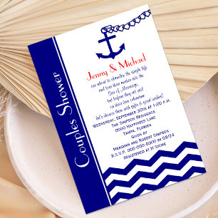 Couples Coed Wedding shower Invitations Marine Blu