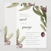 COUPLES DE FOLIAGE D'EAU OLIVE DOUCHE INVITATION