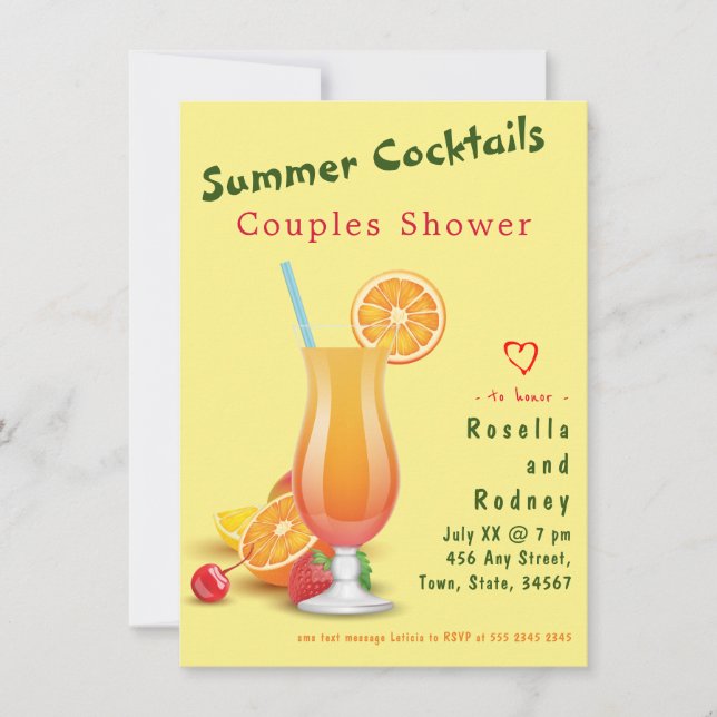 Couples Douche Summer Cocktails Invitation (Devant)