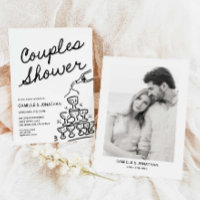 Couples Modernes Douche Champagne Invitation