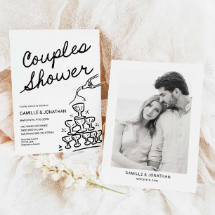 Couples Modernes Douche Champagne Invitation