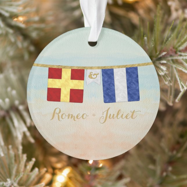 Couples Monogramme Signal Maritime Drapeaux Aquare (Arbre)