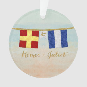 Couples Monogramme Signal Maritime Drapeaux Aquare