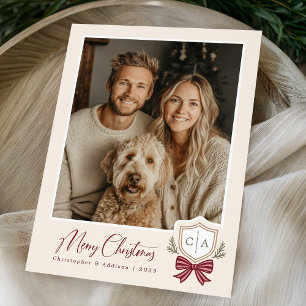 Couples Monogrammes Initiales Bow Photo Carte de N