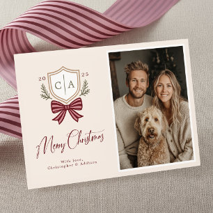 Couples Monogrammes Initiales Bow Photo Carte de N