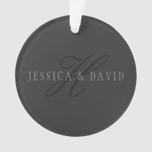 Couples Nom et nom de famille Monogram Dark Grey